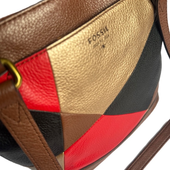 Fossil Multicolor Patchwork Leather Shoulder Bag Purse - Picture 6 of 11
